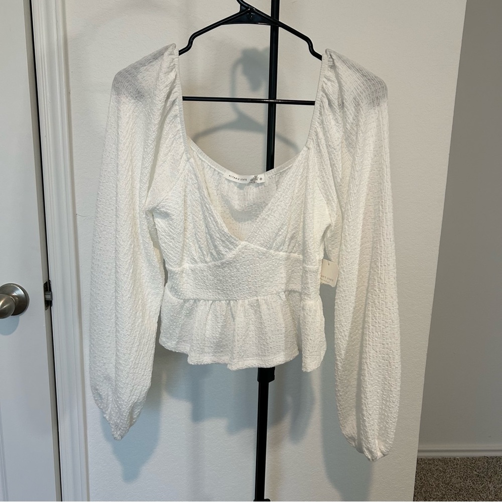 Altar'd State Cream Textured Blouse